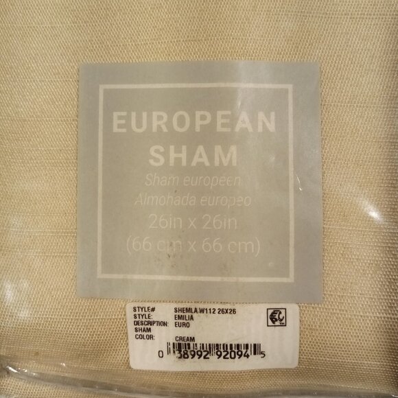 MARQUIS by Waterford  EMELIA  European Pillow Sham  26" x 26"  Cream NEW  1 Sham - Picture 5 of 6